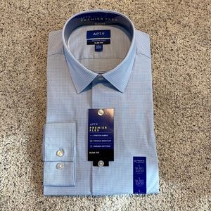 Apt. 9 slim fit blue dress shirt. Size 16-16.5 neck, 32/33 length.